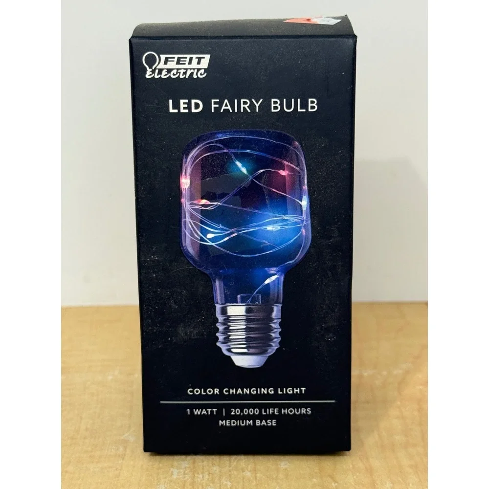 Feit Electric LED Fairy Bulb Color Changing Multi-Color 1W Medium Base New